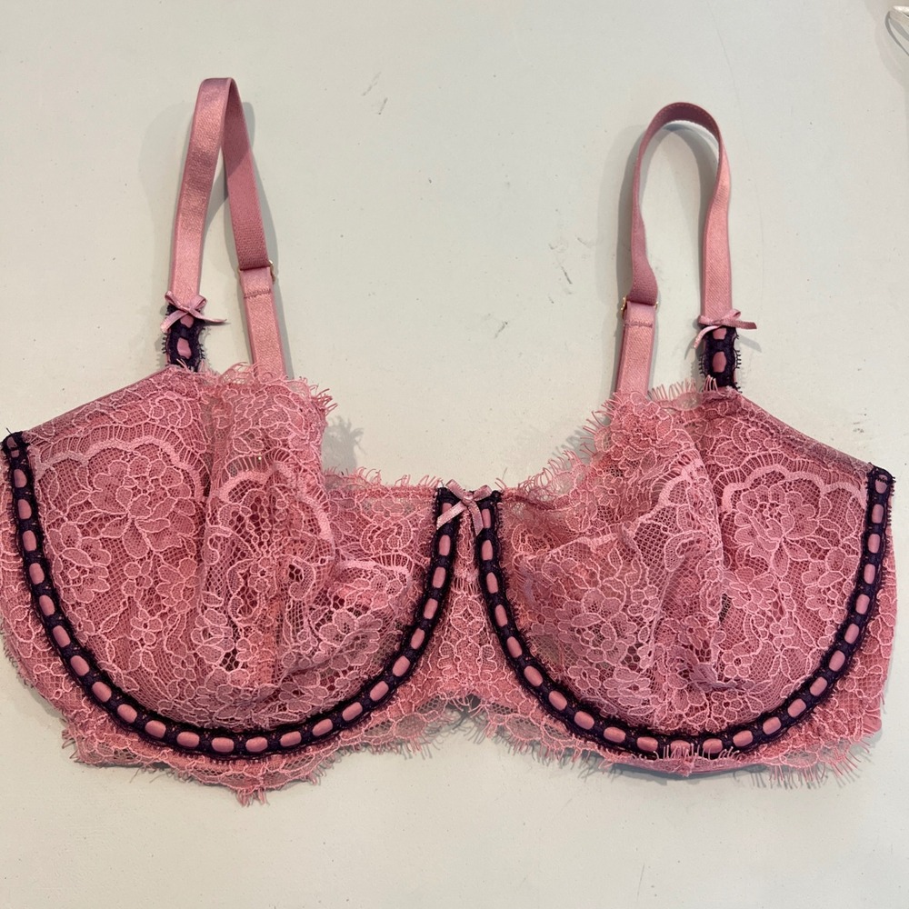 Victoria's Secret Dream Angels Pink Lace Bra 36D Fairy Coquette - Picture 5 of 10
